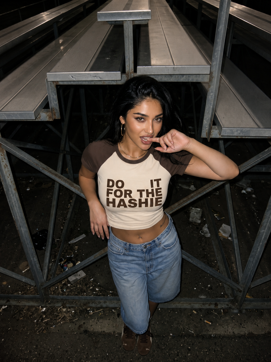 Do It For the Hashie Baby Tee - Brown/Butter Yellow