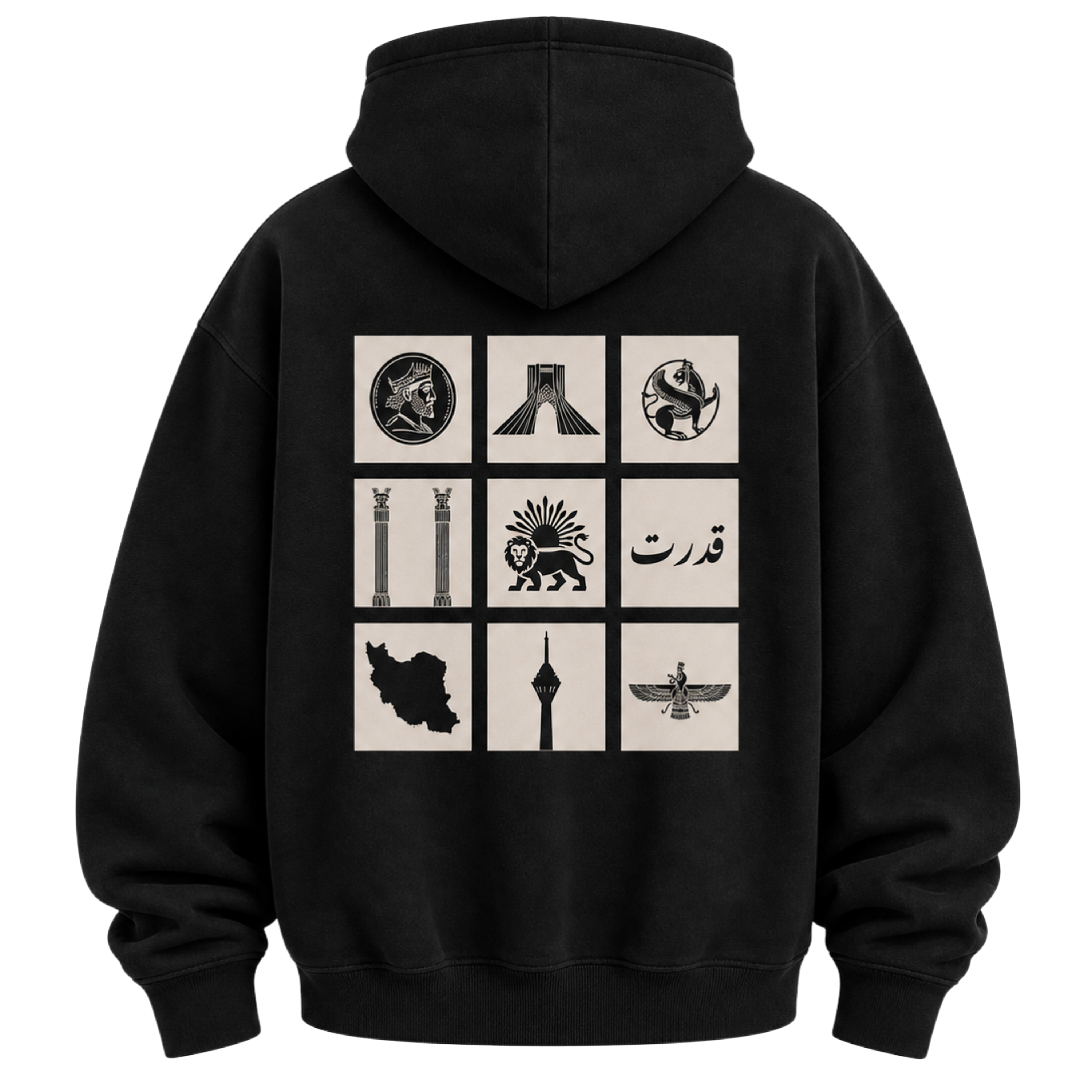 Oversized Persian Legacy Hoodie - Black