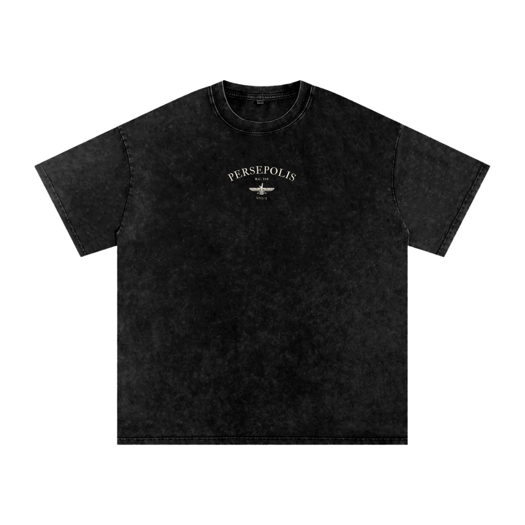 Persepolis Vintage Wash Oversized Long Tee - Black