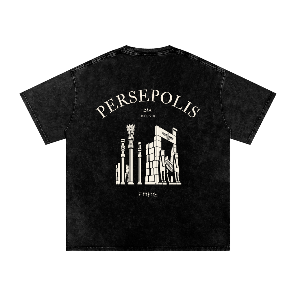 Persepolis Vintage Wash Oversized Long Tee - Black