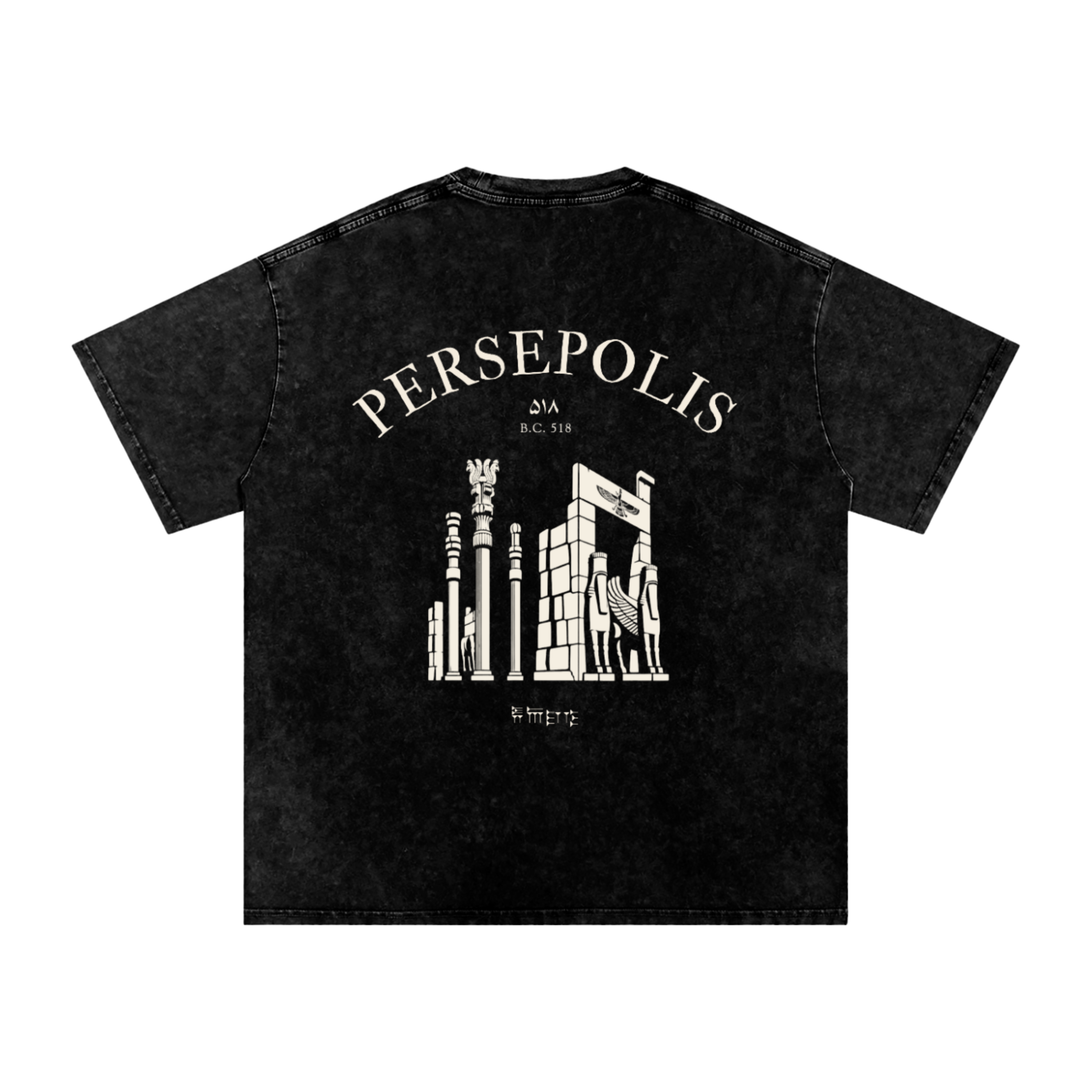 Persepolis Vintage Wash Oversized Long Tee - Black