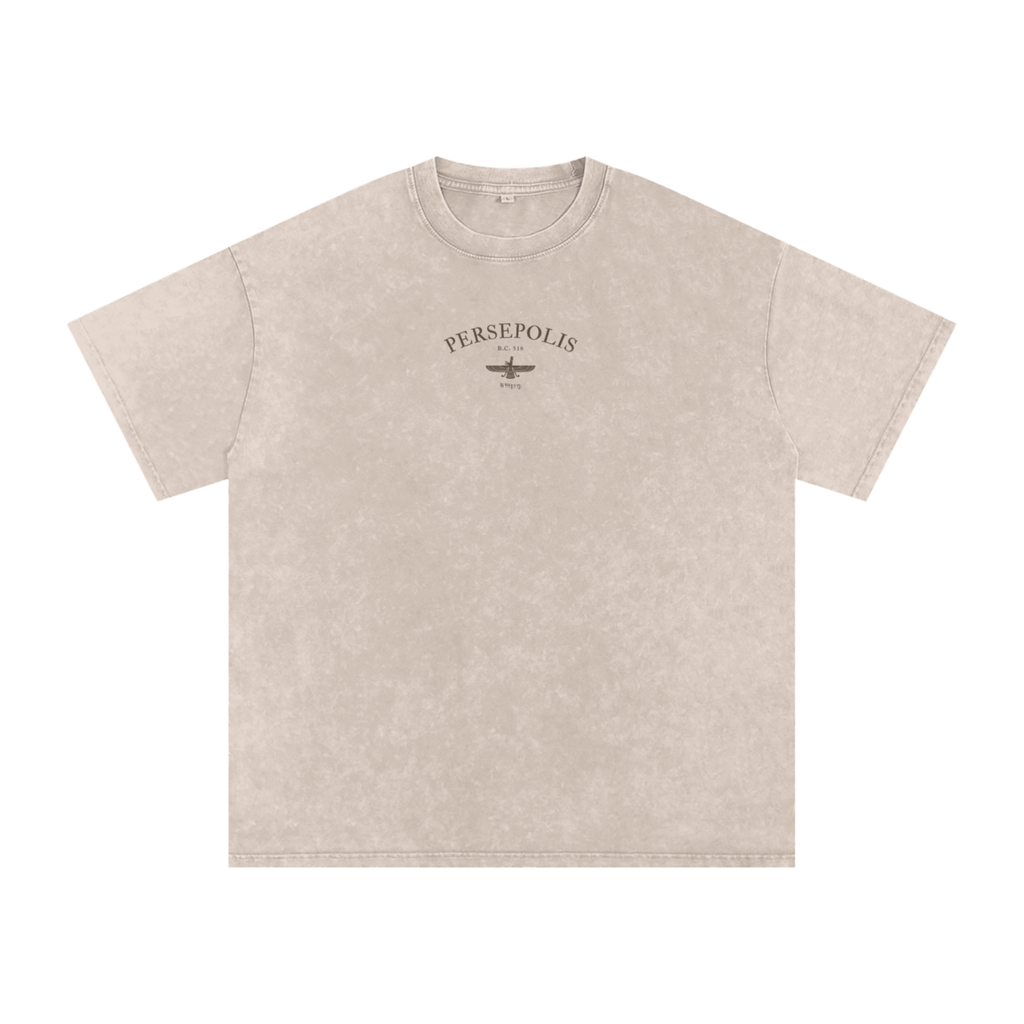 Persepolis Vintage Wash Oversized Long Tee - Beige