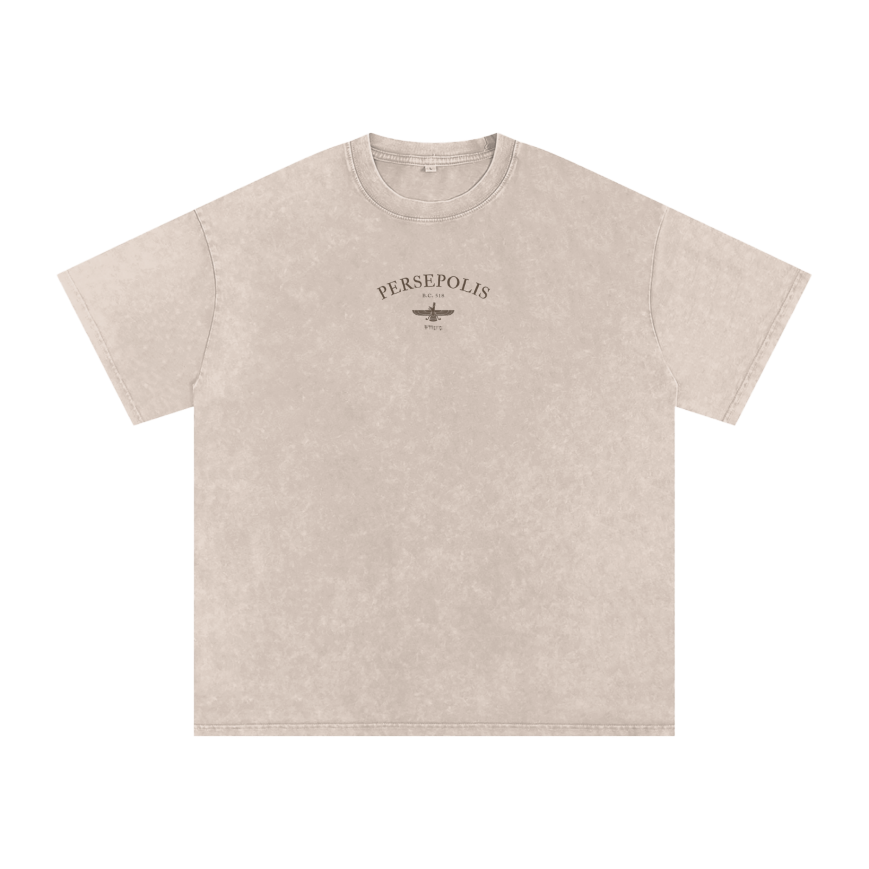 Persepolis Vintage Wash Oversized Long Tee - Beige