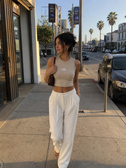 Farvahar Cropped Tank - Beige