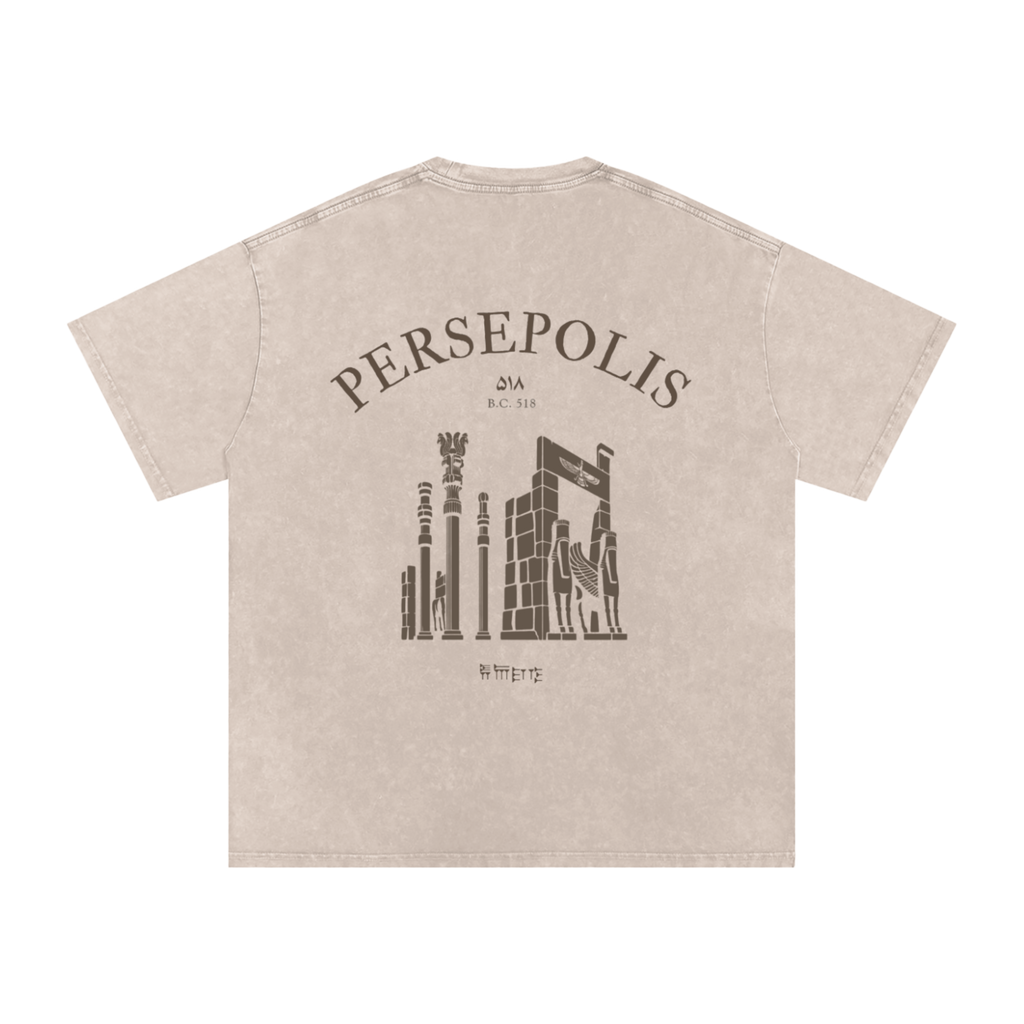 Persepolis Vintage Wash Oversized Long Tee - Beige