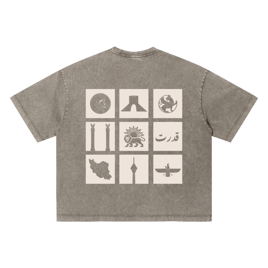 Persian Legacy Vintage Wash Oversized Tee - Light Coffee