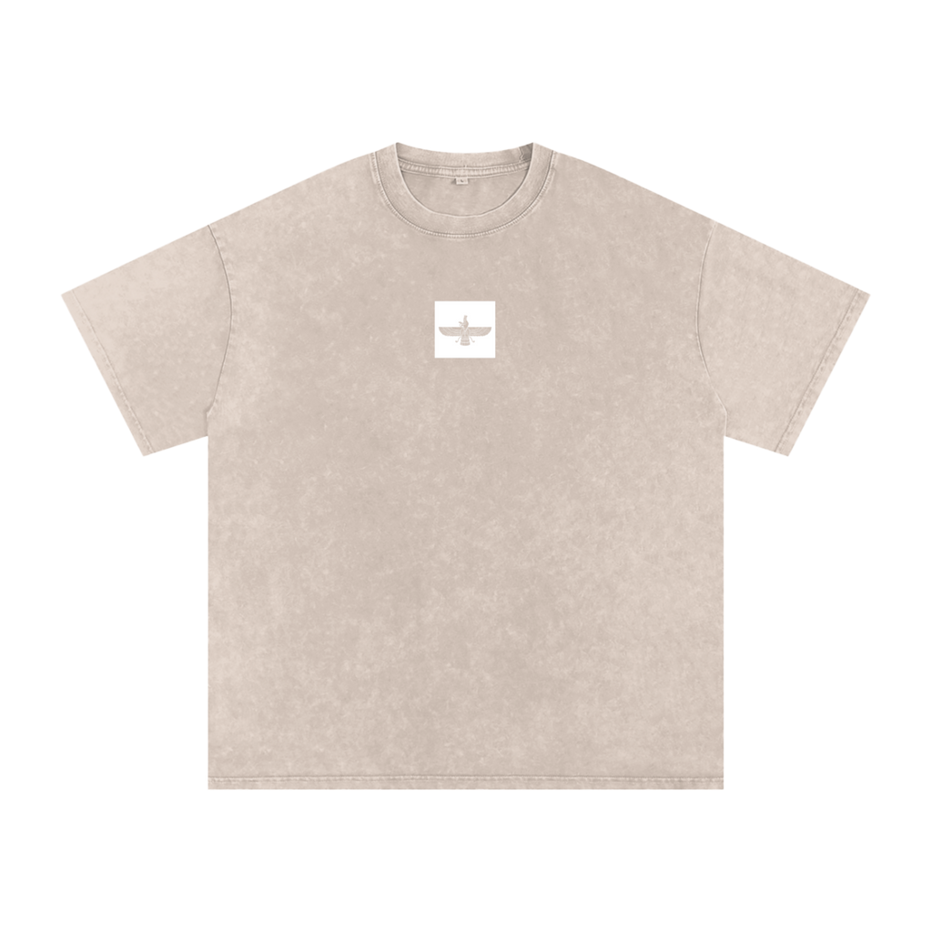Persian Legacy Vintage Wash Oversized Long Tee - Beige