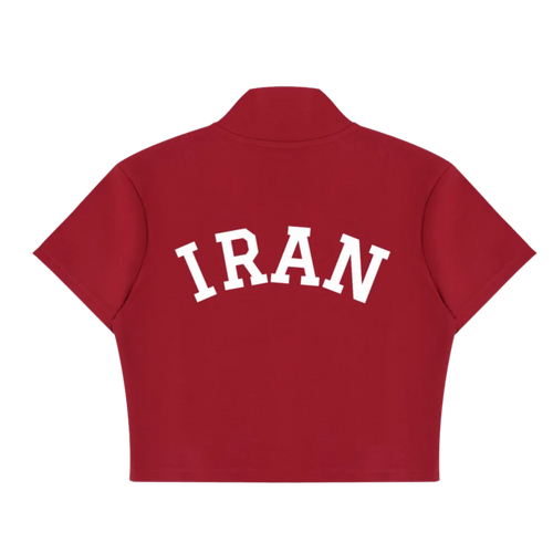 Iran Soccer Cropped Zip Tee (Team Melli) - Red