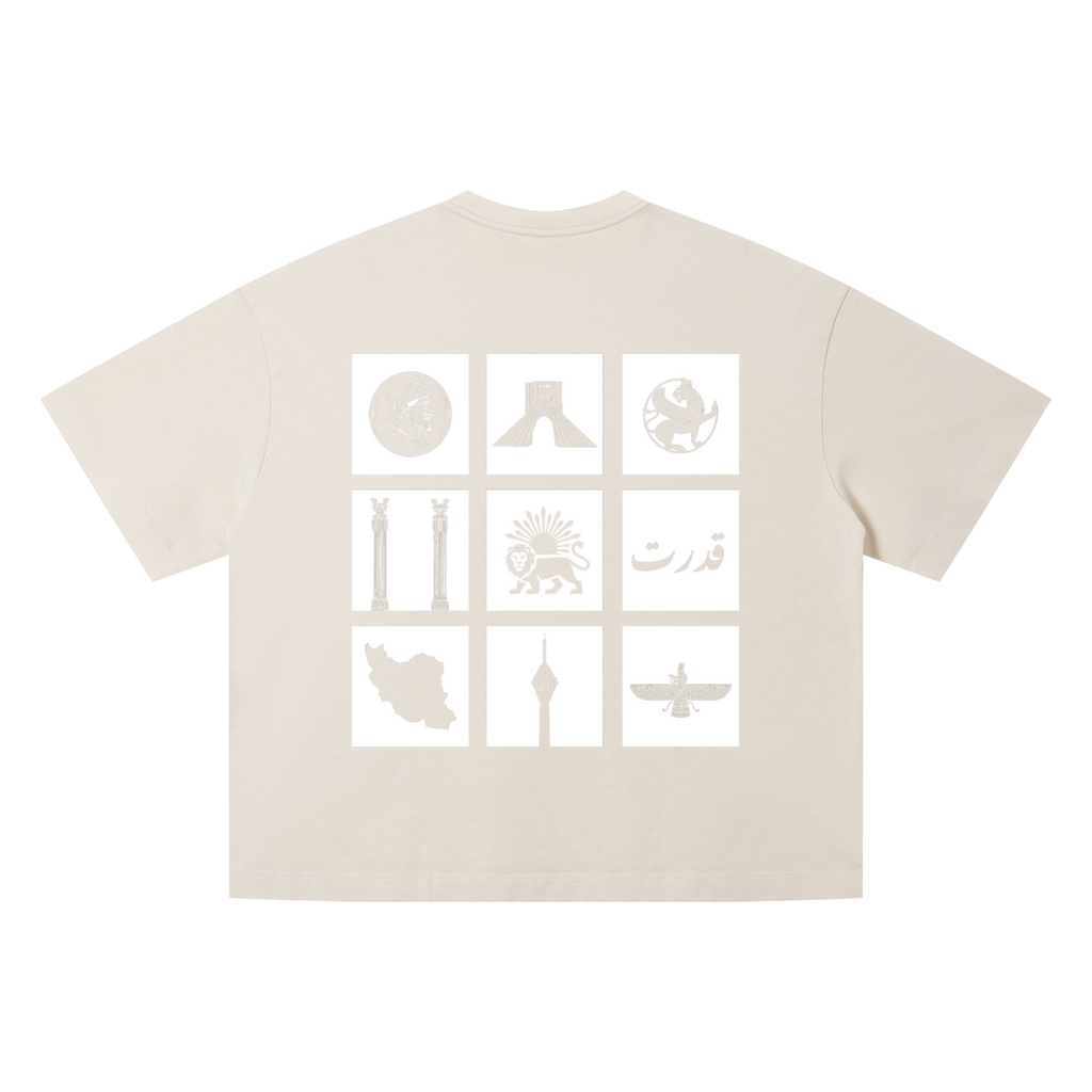 Persian Legacy Vintage Wash Oversized Tee - Beige