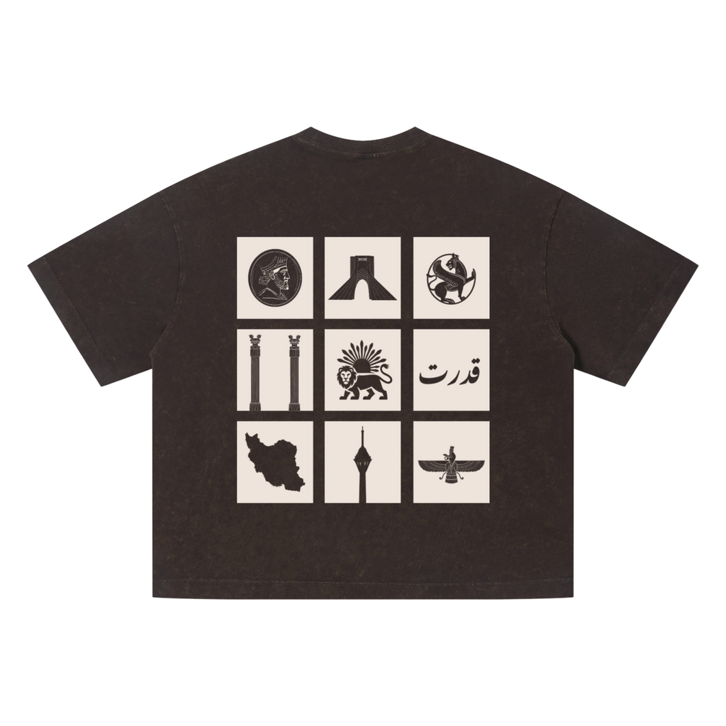 Persian Legacy Vintage Wash Oversized Tee - Brown