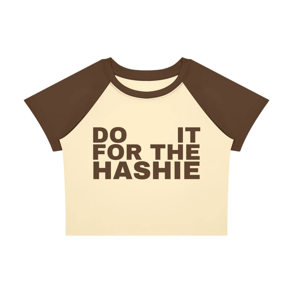 Do It For the Hashie Baby Tee - Brown/Butter Yellow