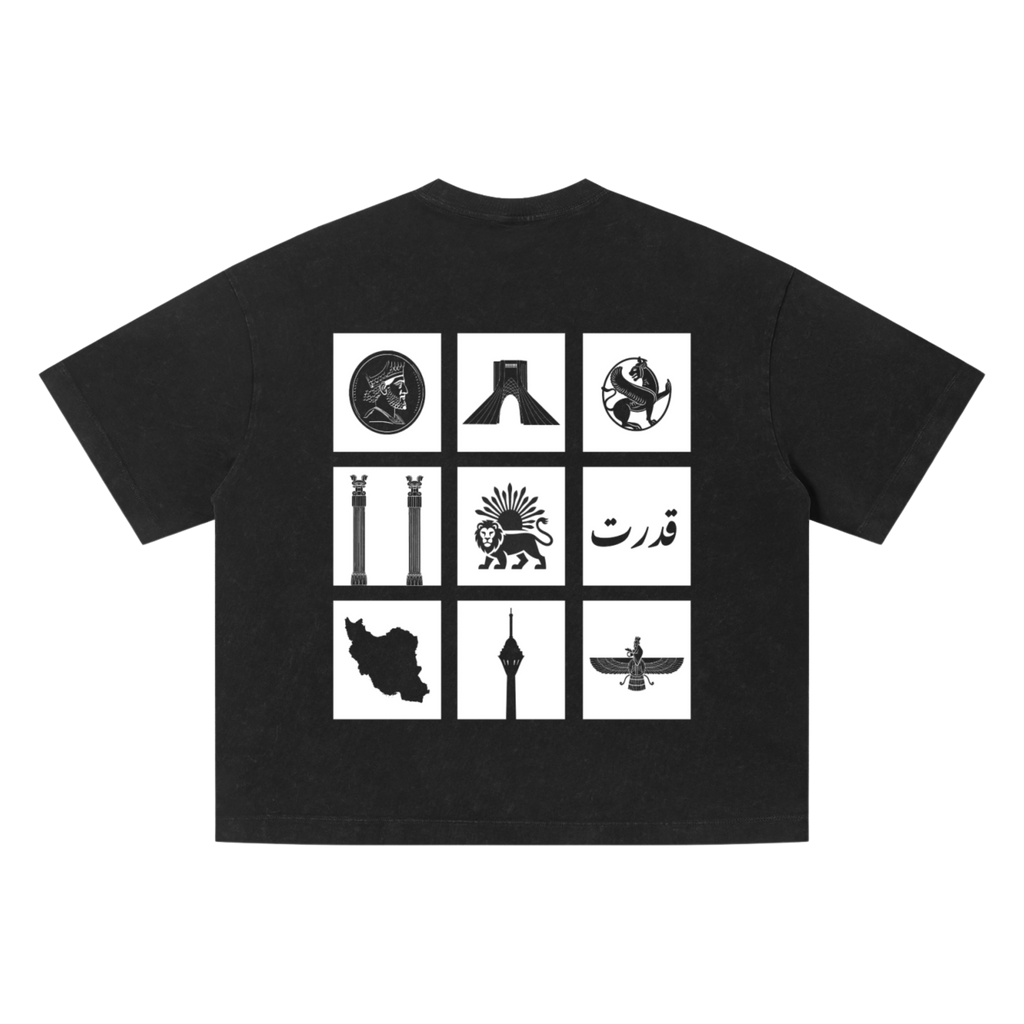 Persian Legacy Vintage Wash Oversized Tee - Black