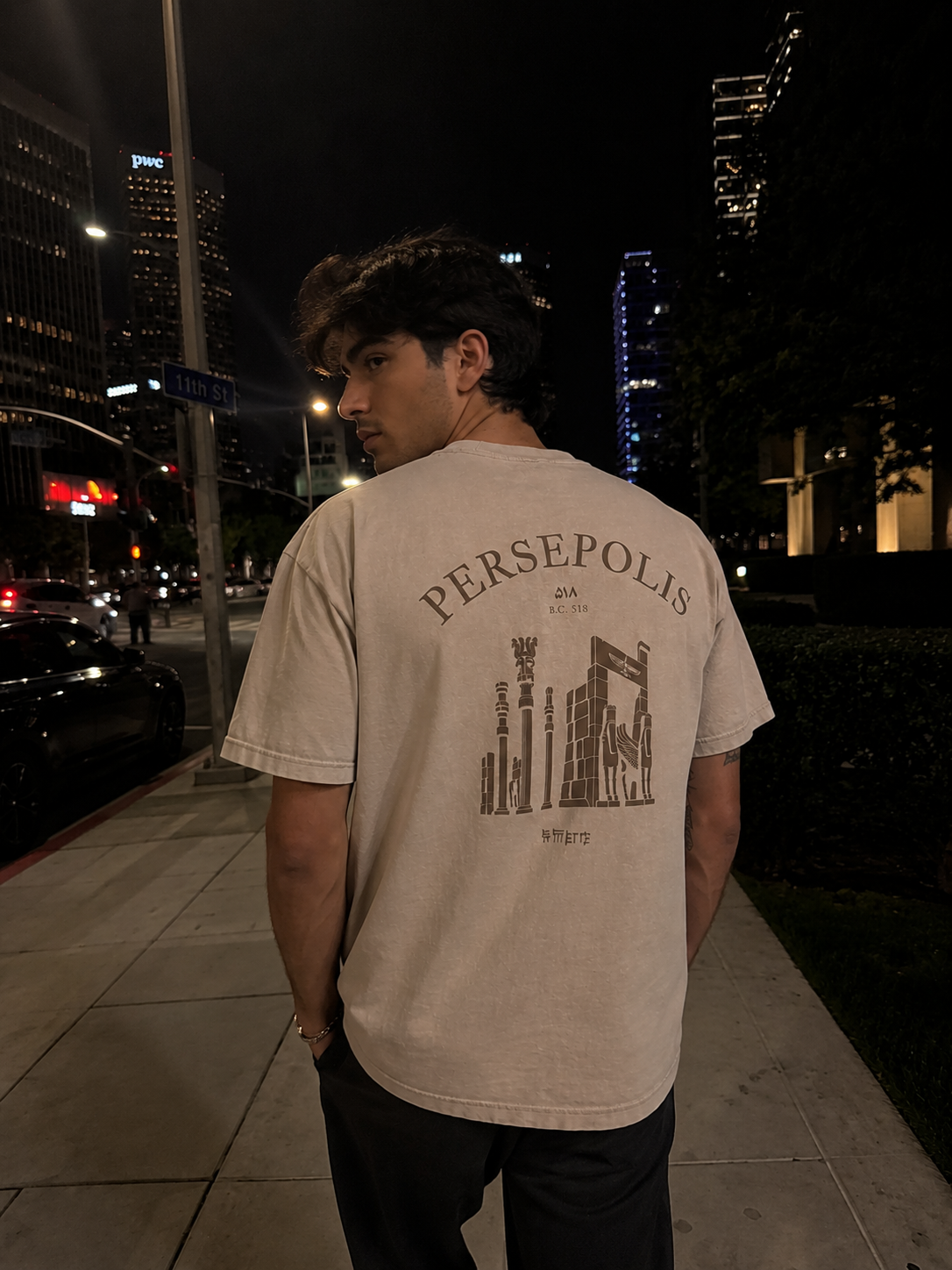 Persepolis Vintage Wash Oversized Long Tee - Beige