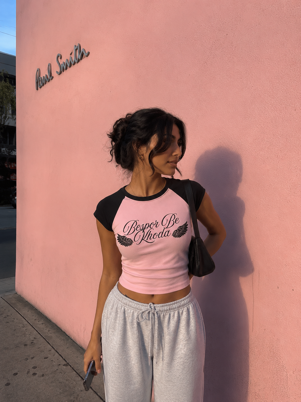 Bespor Be Khoda Baby Tee - Pink/Black