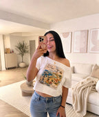 Kish Off-Shoulder Rolled Hem Tee