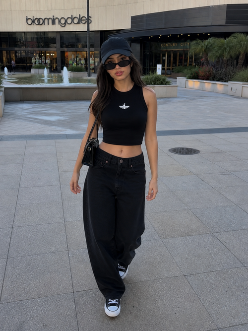 Farvahar Cropped Tank - Black