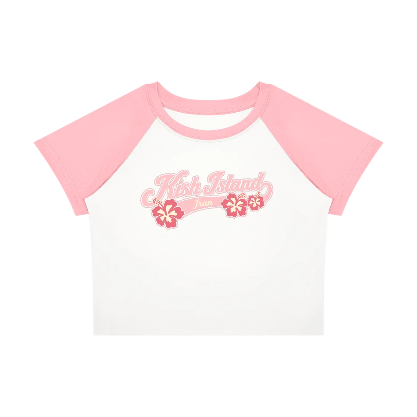 Kish Island Baby Tee - Pink/White
